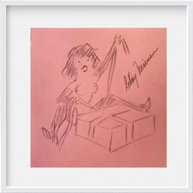 LeRoy Neiman, Playboy Femlin Opens Her Gift, Original Signed Pencil Drawing