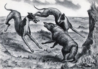 John Steuart Curry, Hounds And Coyote, 1931