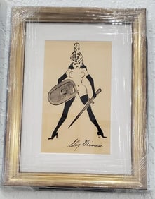 LeRoy Neiman, 'Femlin is Knighted' Original ink & watercolor drawing