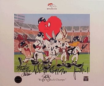 Looney Tunes, 'Denver Broncos "Back to Back Champions', Team Signed Limited Edition Lithograph