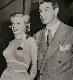 Marilyn Monroe, Baseball star Joe DiMaggio visiting Marilyn on the set of Monkey Business, 1952