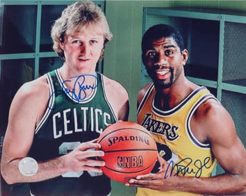 Larry Bird & Magic Johnson, Hand-Signed Authenticated Picture, 8"x10"