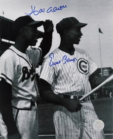 Hank Aaron & Ernie Banks, Hand-Signed Authenticated Picture, 8"x10"