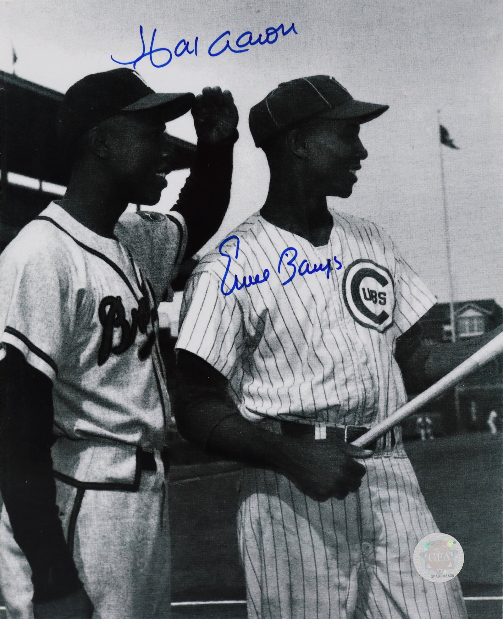 Hank Aaron & Ernie Banks, Hand-Signed Authenticated Picture, 8"x10" (1 of 3)