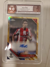 Joao Felix Autographed Topps Chrome Soccer Card Gem Mint 9