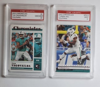 Tua Tagovailoa & Tyreek Hill Miami Dolphins Cards Gem Mint 9 & 10