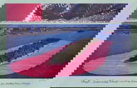 CHRISTO 'Surrounded Islands-Horizontal - 1982', HAND SIGNED OFFSET LITHOGRAPH