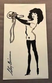 LeRoy Neiman, Playboy Femlin with Her Bouquet, Original Signed Watercolor Drawing