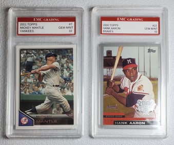 Mickey Mantle & Hank Aaron Baseball Cards Gem Mint 10