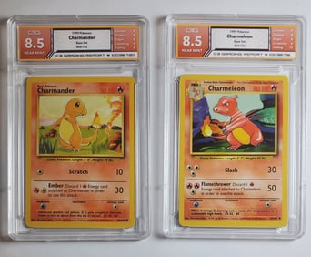 Charmander and Charmeleon 1999 Pokemon Gem Mint 8.5