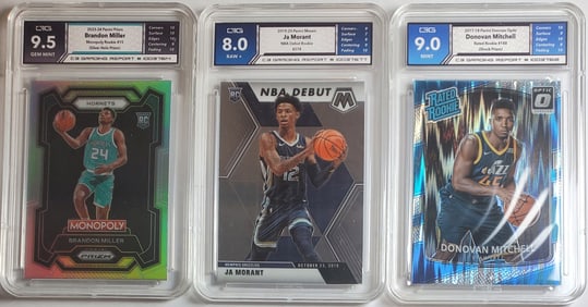 3 Rookie Cards Donovan Mitchell, Ja Morant, Brandon Miller