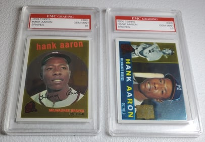 Hank Aaron Topps 1999 & 2000 Gem Mint 10 Baseball Cards