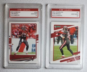 Tom Brady 2020 & 2021 Bucaneers Gem Mint 10 Football Cards