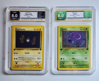 2 Pokemon 1st Edition Cards 2000 Magnemite & Zubat