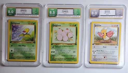 Bellsprout, Spearow & Exeggcute 1st Edition Pokemon Cards, 1999