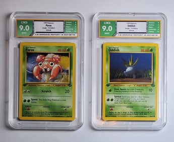 Paras & Oddish 1st Edition Pokemon Cards 1999 Gem Mint 9