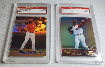 Ken Griffey Jr Lot of 2 Cards 2001 & 2002, Gem Mint 10