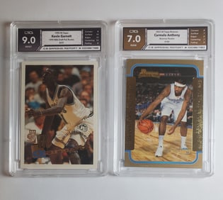 Kevin Garnett & Carmelo Anthony Graded Rookie Cards