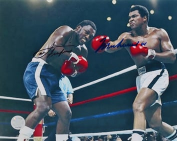 Joe Frazier & Muhammad Ali, Hand-Signed Authenticated Picture (Red Trunks), 8"x10"