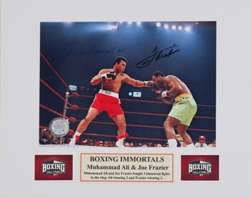 Joe Frazier & Muhammad Ali, Hand-Signed Authenticated Picture, 5"x7"