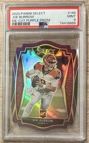 Joe Burrow Rookie, Panini Select PSA 9
