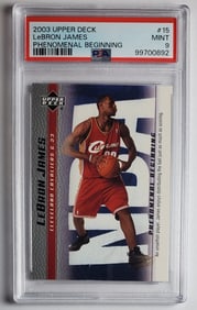 Lebron James Upper Deck Rookie #15 Card PSA 9