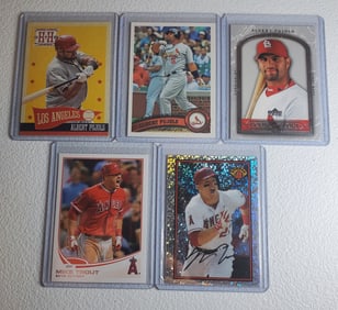 Albert Puljols & Mike Trout 5 Baseball Card Lot