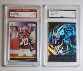 Jaylen Waddle and Justin Fields Rookie Cards Gem 9 & 10