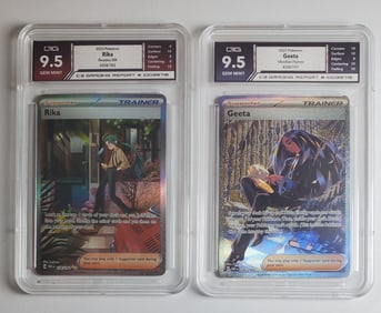 Rika & Geeta Full Art Holo Trainers Gem Mint 9.5 Pokemon Cards