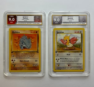 Ryhorn & Spearow 1999 1st Edition Pokemon Cards Gem Mint 9