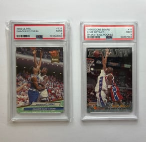 Kobe Bryant and Shaquille Oneal Rookie Cards PSA 9