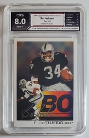 Bo Jackson Upper Deck Hand Signed Football Card Gem Mint 8