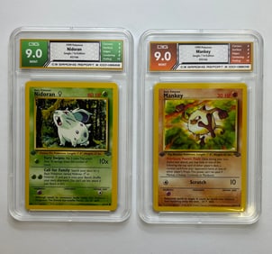 Nidoran & Mankey 1999 1st Edition Pokemon Cards Gem Mint 9