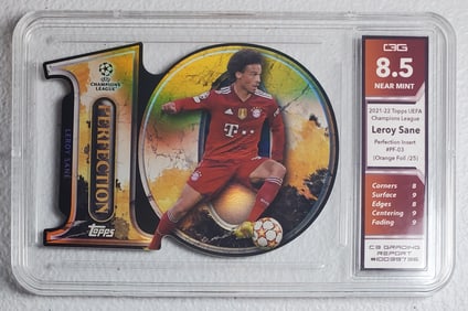 Leroy Sane, 2022 Topps Orange Foil 23/25 Gem Mint 8.5