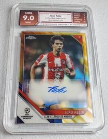 Joao Felix Autographed, 2021-22 Topps Chrome UEFA Champions League, Gem Mint 9