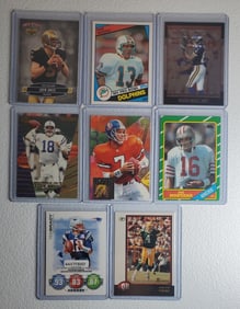 Tom Brady, Peyton Manning, Montana, Favre, Marino, Brees, Elway, Moss Lot of 8 Cards