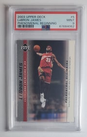 Lebron James Rookie,  2003 Upper Deck, Phenomenal Beginning #5, PSA 9
