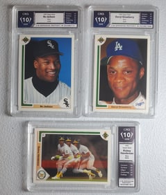 Bo Jackson, Darryl Strawberry, Rickey Henderson 1991 All Gem Mint 10