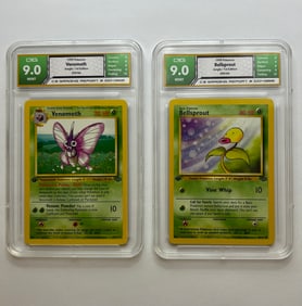 Venmoth & Bellsprout 1999 1st Edition Pokemon Cards Gem Mint 9
