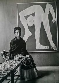 Frida Kahlo, Seated in front of Picasso Acrobat, 1944
