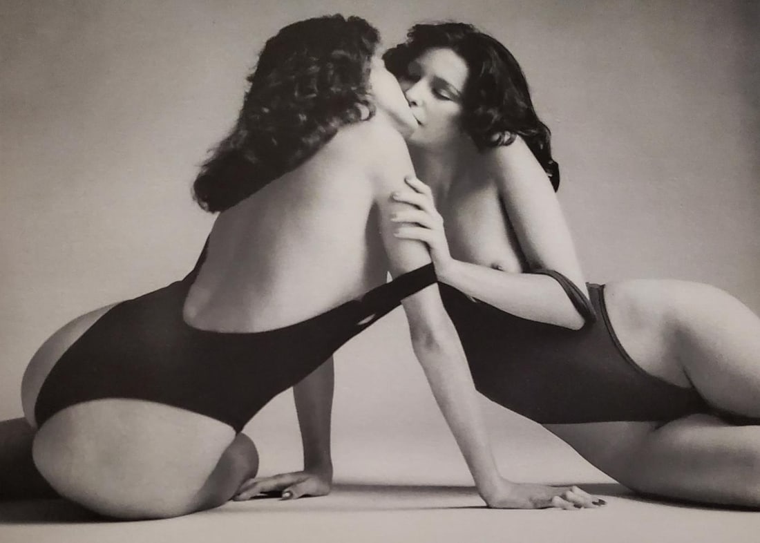 John Swannell, Girls Kiss, 1980's: Photographer: John Swannell was born in 1946. After leaving school at 16, he worked first as an assistant at Vogue Studios and then assisted David Bailey for four years before setting up his own studi