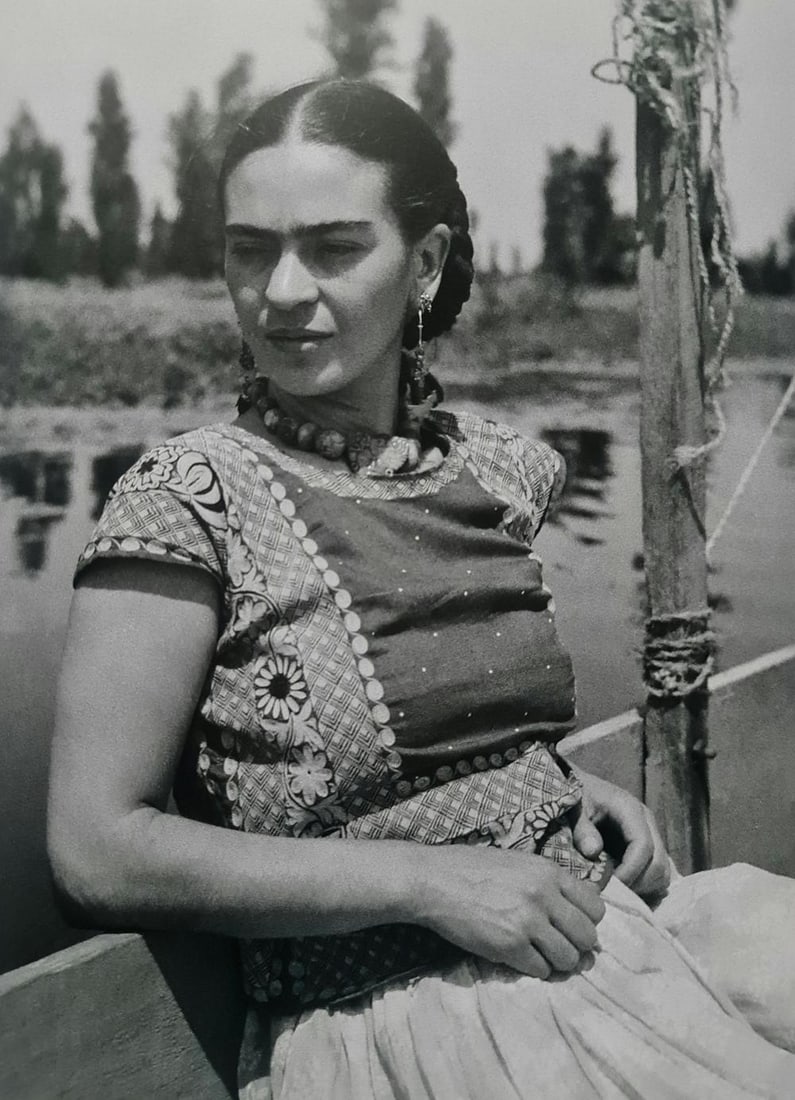Frida Kahlo, Sitting by the water: Subject: Sitting by the water Subject/Title- Frida Kahlo Photos Type Of Print: Authentic Vintage Sheet Fed Photogravure/Heliogravure Date Of Print: 2021 Publisher: Taschen GmbH Paper: Medium weight, c