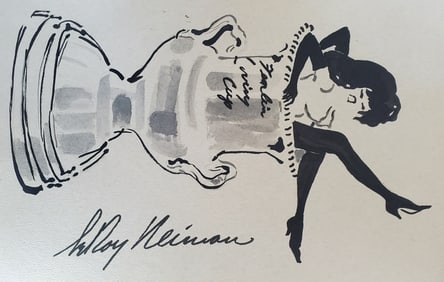 LeRoy Neiman,  Playboy Femlin in her Trophy, Original Signed Watercolor Drawing