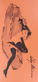 LeRoy Neiman, Playboy Femlin Laying in Bed, Original Signed Watercolor Drawing