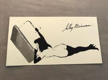 LeRoy Neiman, Playboy Femlin Reads Her Book, Original Signed Watercolor Drawing