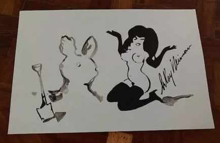 LeRoy Neiman, Playboy Femlin Builds a Bunny Sandcastle, Original Signed Watercolor Drawing