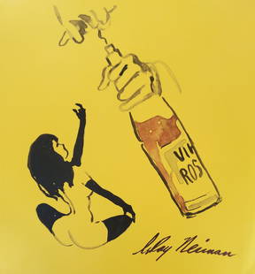 LeRoy Neiman, Playboy Femlin asks for a drink, Original Signed Watercolor Drawing: Artist: LeRoy Neiman Title: Playboy Femlin Medium: Watercolor on Paper Subject: Playboy Magazine Femlin Condition: Very Good Size: 8.5 x 9.25 Condition: Very Good - Excellent