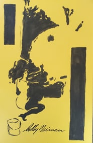 LeRoy Neiman, Playboy Femlin paints her symbol, Original Signed Watercolor Drawing