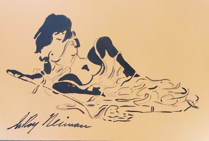 LeRoy Neiman, Playboy Femlin makes a mess of her pasta, Original Signed Watercolor Drawing