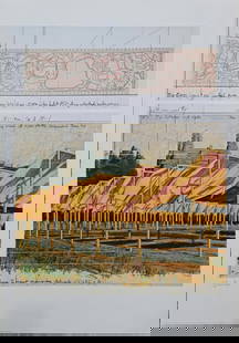 Christo, 'The Gates Collage', Signed Lithograph Poster, 1990: Artist: Christo (1935 - 2020) Title: The Gates Collage Size: 39" x 27" inches Type: Lithograph Poster Hand Signed Christo was born in 1935 in Gabrova, Bulgaria. (He would drop his Javachef surname